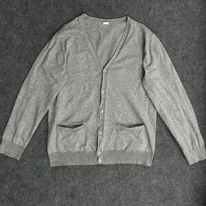 Gray Button Front Knit Cardigan